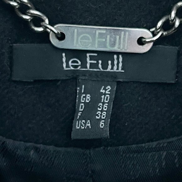 LeFull Black Wool / Cashmere Coat with Ruffle Collar Size 6 - Picture 6 of 12